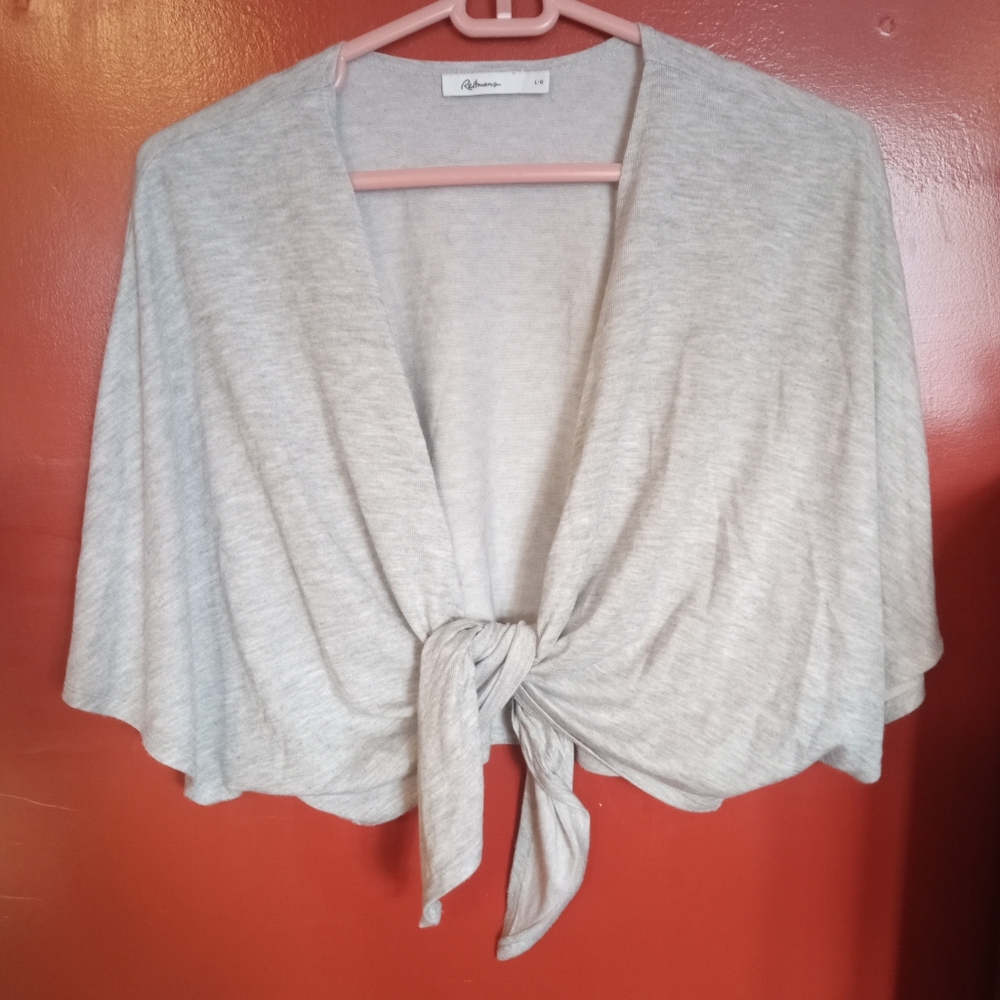 Reitmans Light Gray Tie-Front Shrug